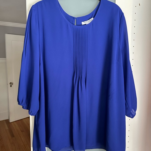 Royal #blue Modamix by Brandon Thomas #blouse. Bracelet sleeve length. - Picture 1 of 3